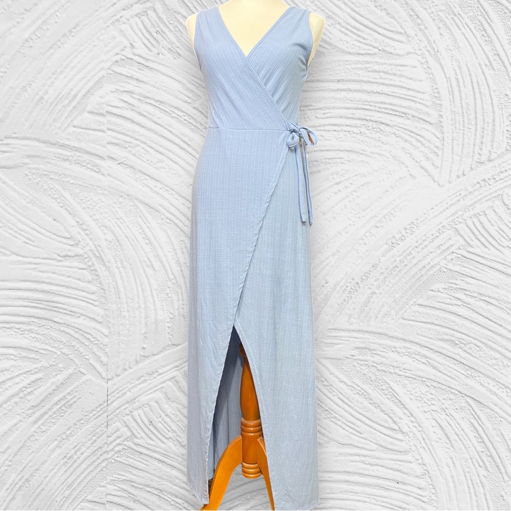 See You Monday Los Angeles Light Blue Wrap Maxi Dress XL